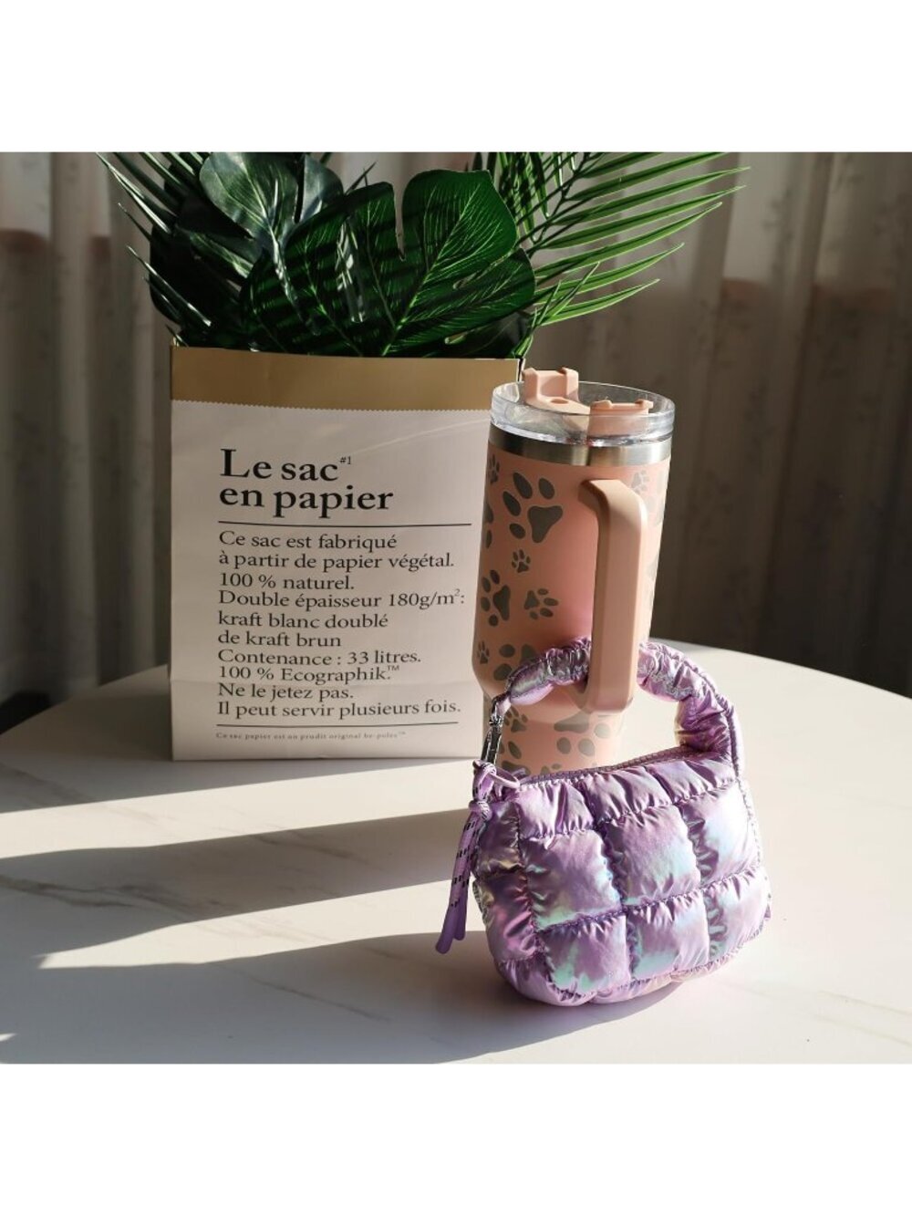 Women Light Purple Zipper Mini Quilted Tote Wristlet Wristlet Cute Crossbody Bag - Picture 2 of 6